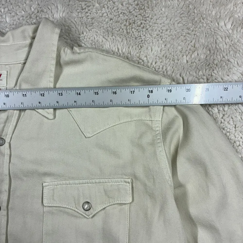 Levi's Barstow Shirt Mens XL Cream Standard Fit Long Sleeve Pearl Snap Western